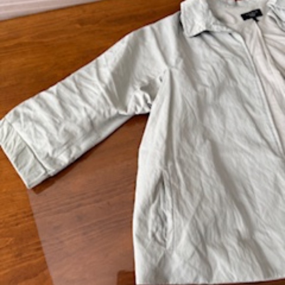 Talbots Woman Size 14W Light Gray Swing Jacket Full Zip 3/4 Sleeve Rain Coat - Picture 4 of 6